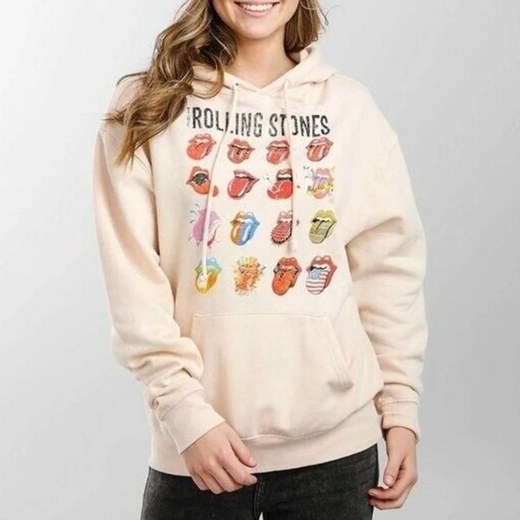 THE ROLLING STONES BEIGE HOODIE MULTI TONGUE - Picture 1 of 6
